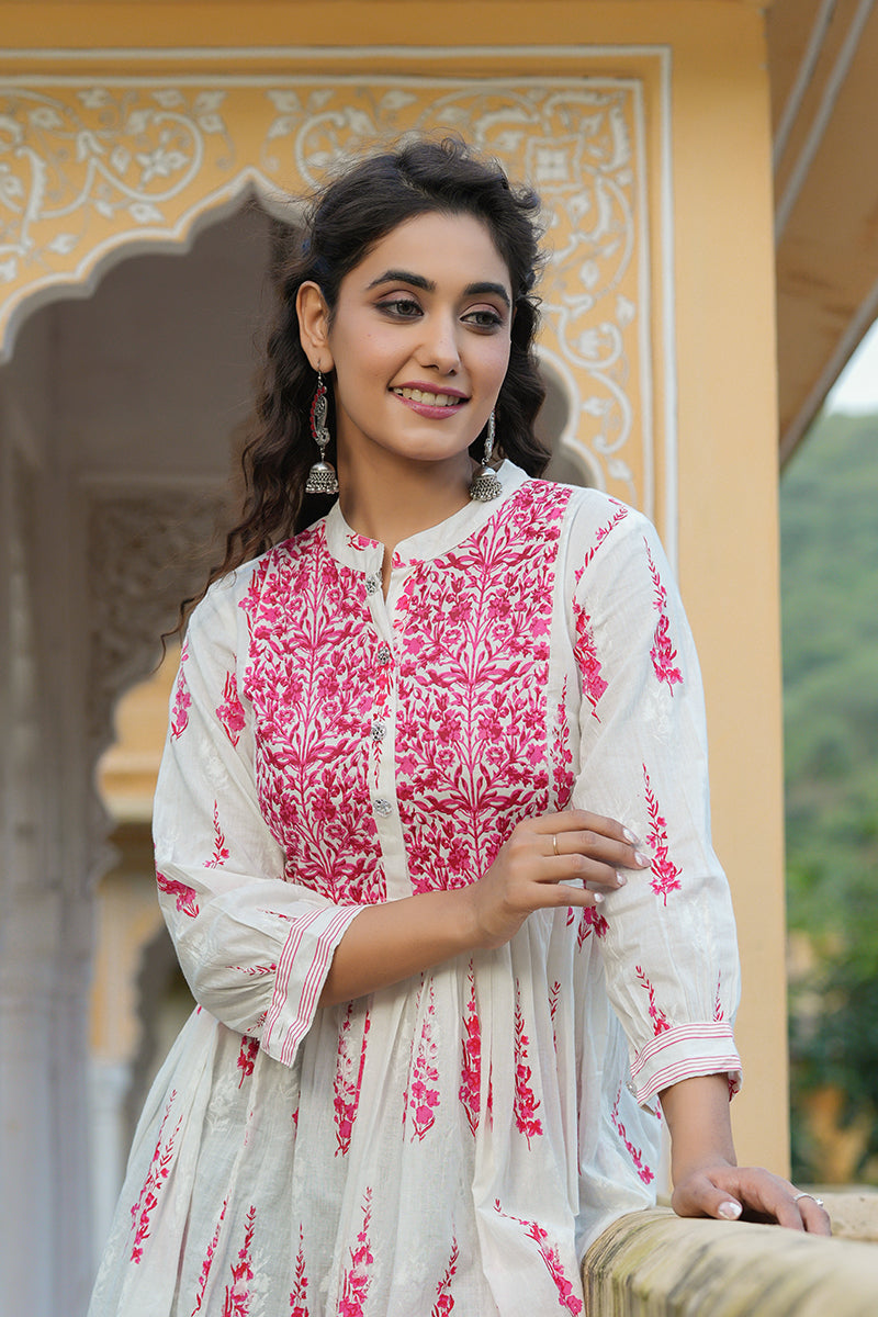 Bebo Red & Off White Kurti with Printed Inner | VINAY-33813 | Cilory.com
